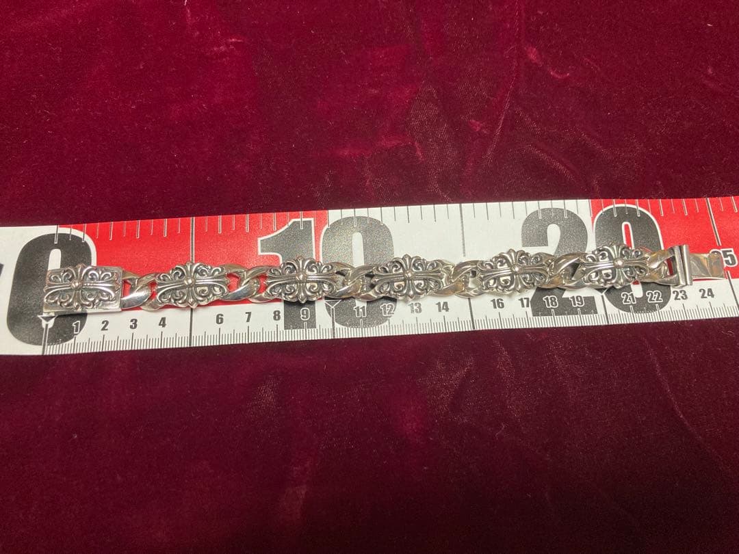 フローラルクロスデザインブレスレット　シルバー925 大きめブレスレット