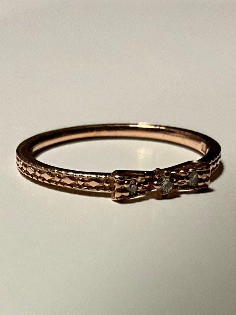 NOJESS　ピンクゴールド　ピンキーリング　ダイヤモンド　リボン　K10