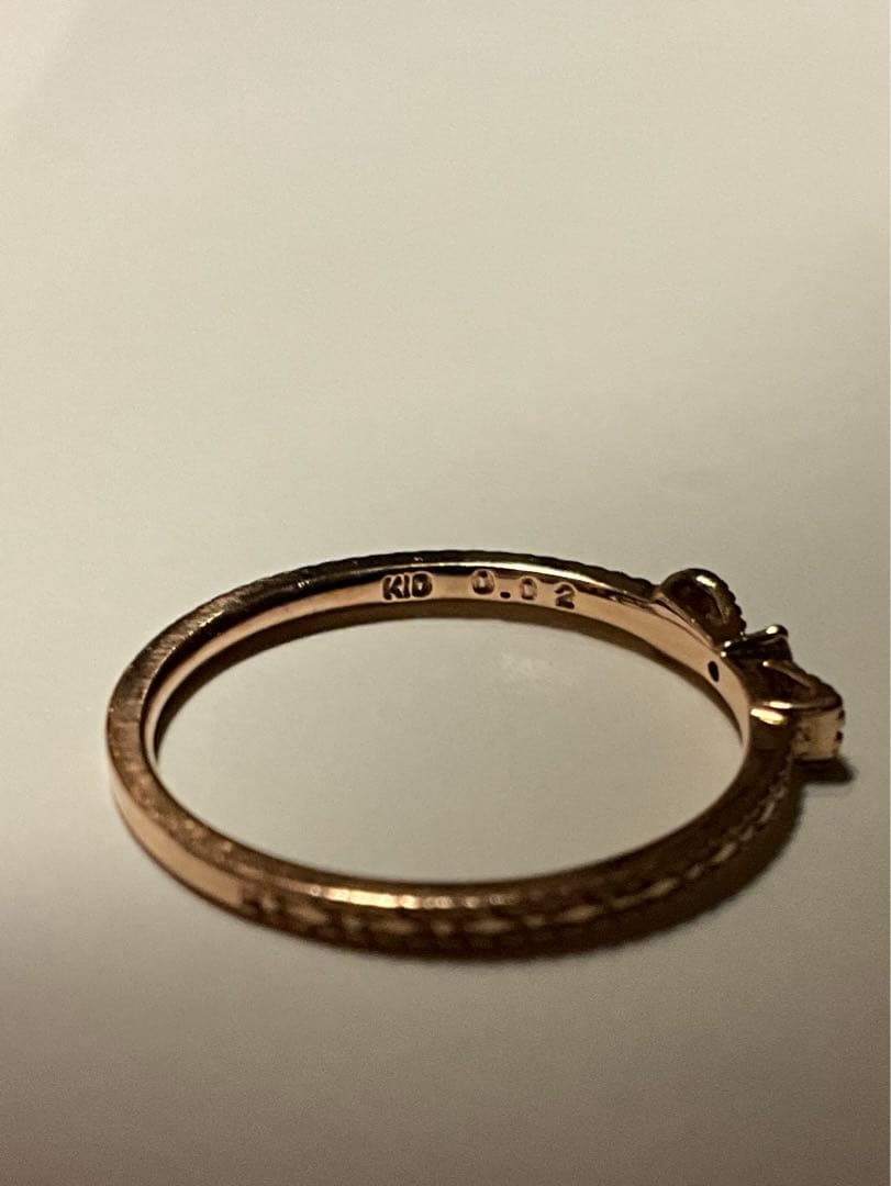 NOJESS　ピンクゴールド　ピンキーリング　ダイヤモンド　リボン　K10