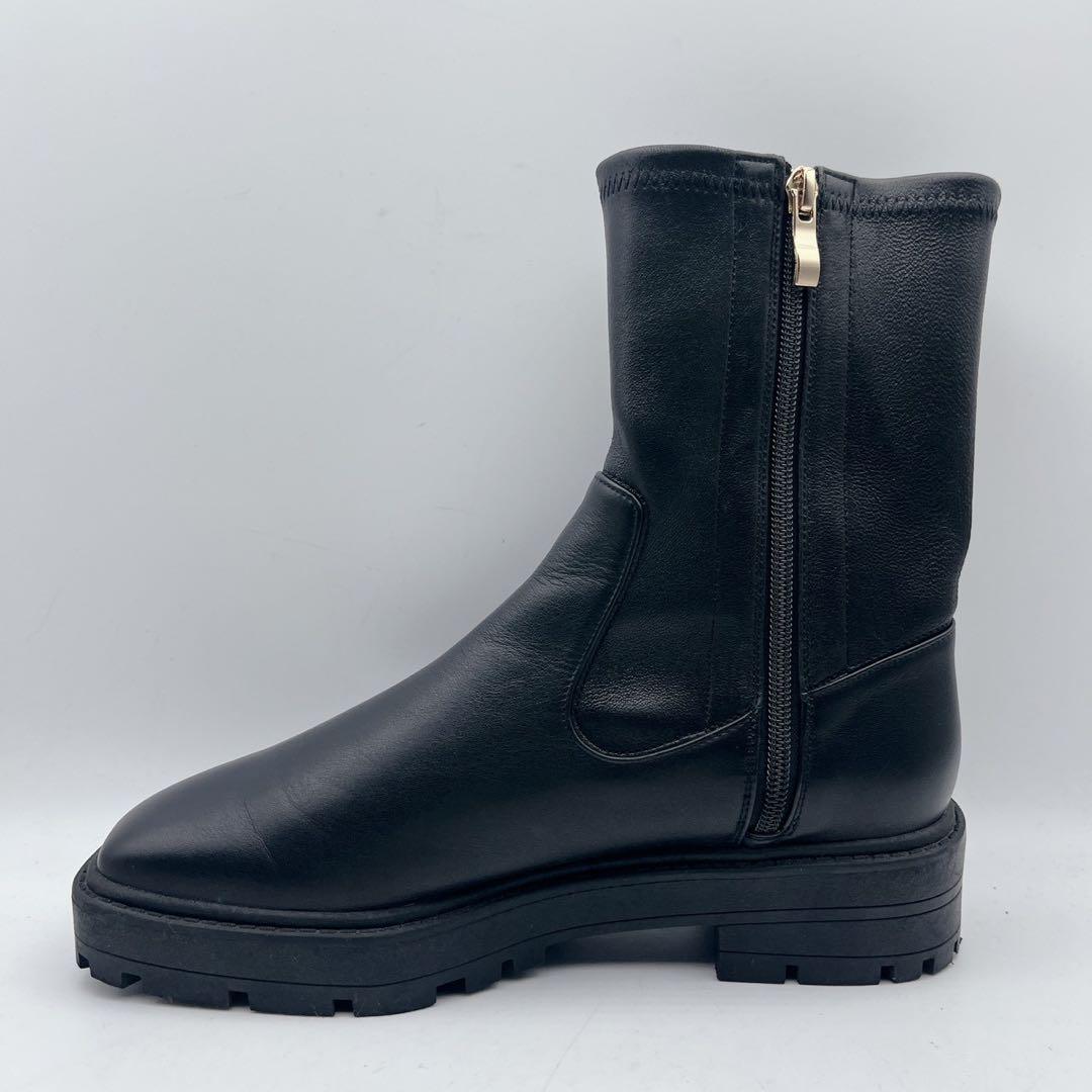 現行品✨ヒミコ トラックソールストレッチブーツ 黒 サイドジップ 本革 25cm