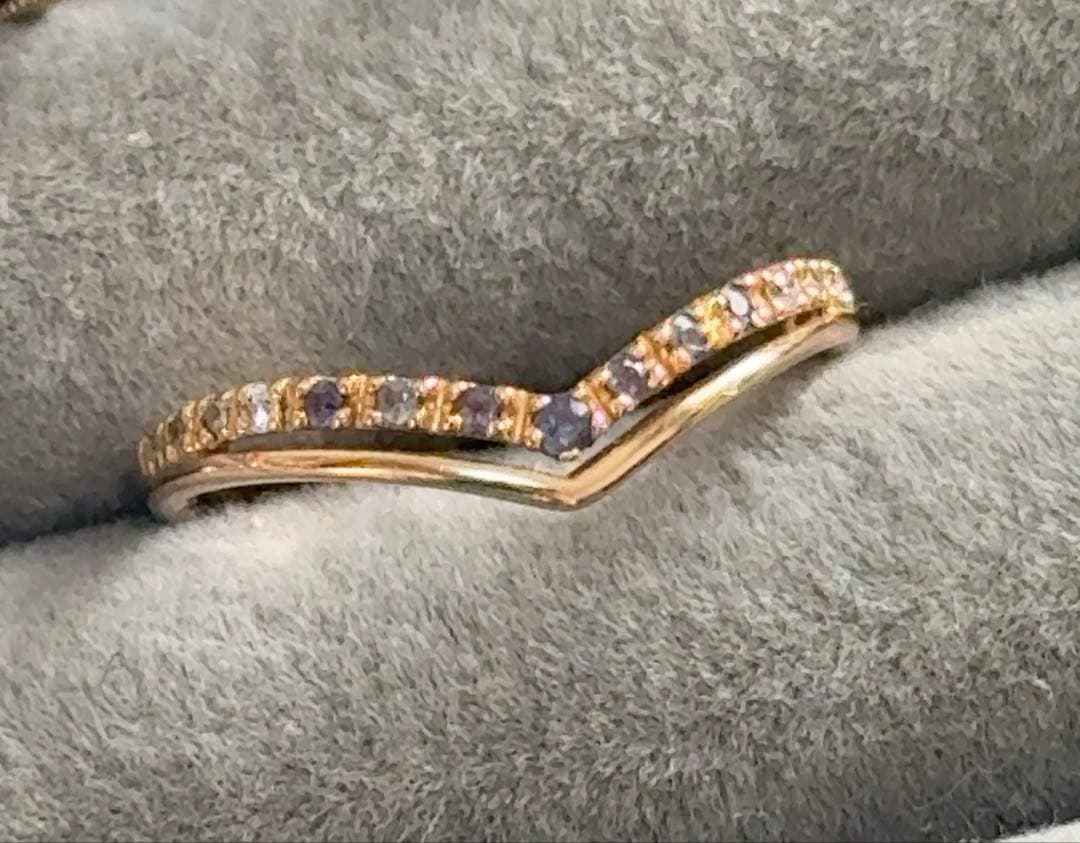 アレキサンドライト ダイヤモンド V字リング k18 K18リング