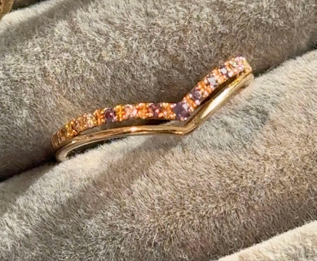 アレキサンドライト ダイヤモンド V字リング k18 K18リング