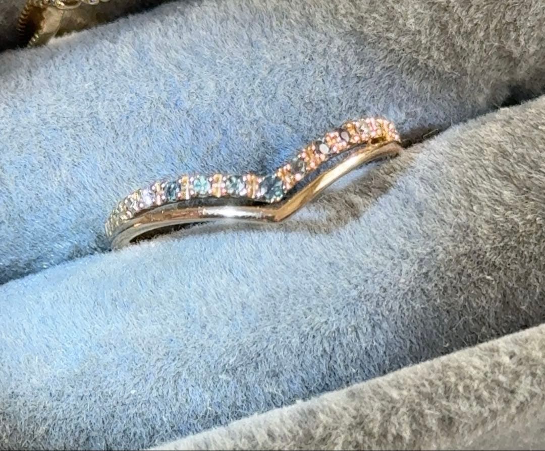 アレキサンドライト ダイヤモンド V字リング k18 K18リング