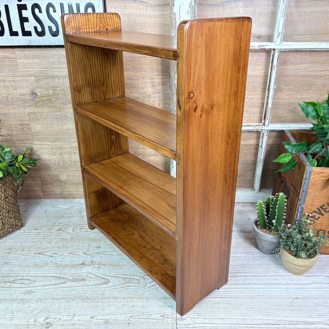 カントリー北欧パイン材四段ラックシェルフ（50㎝×70㎝）木製飾り棚調味料棚本棚
