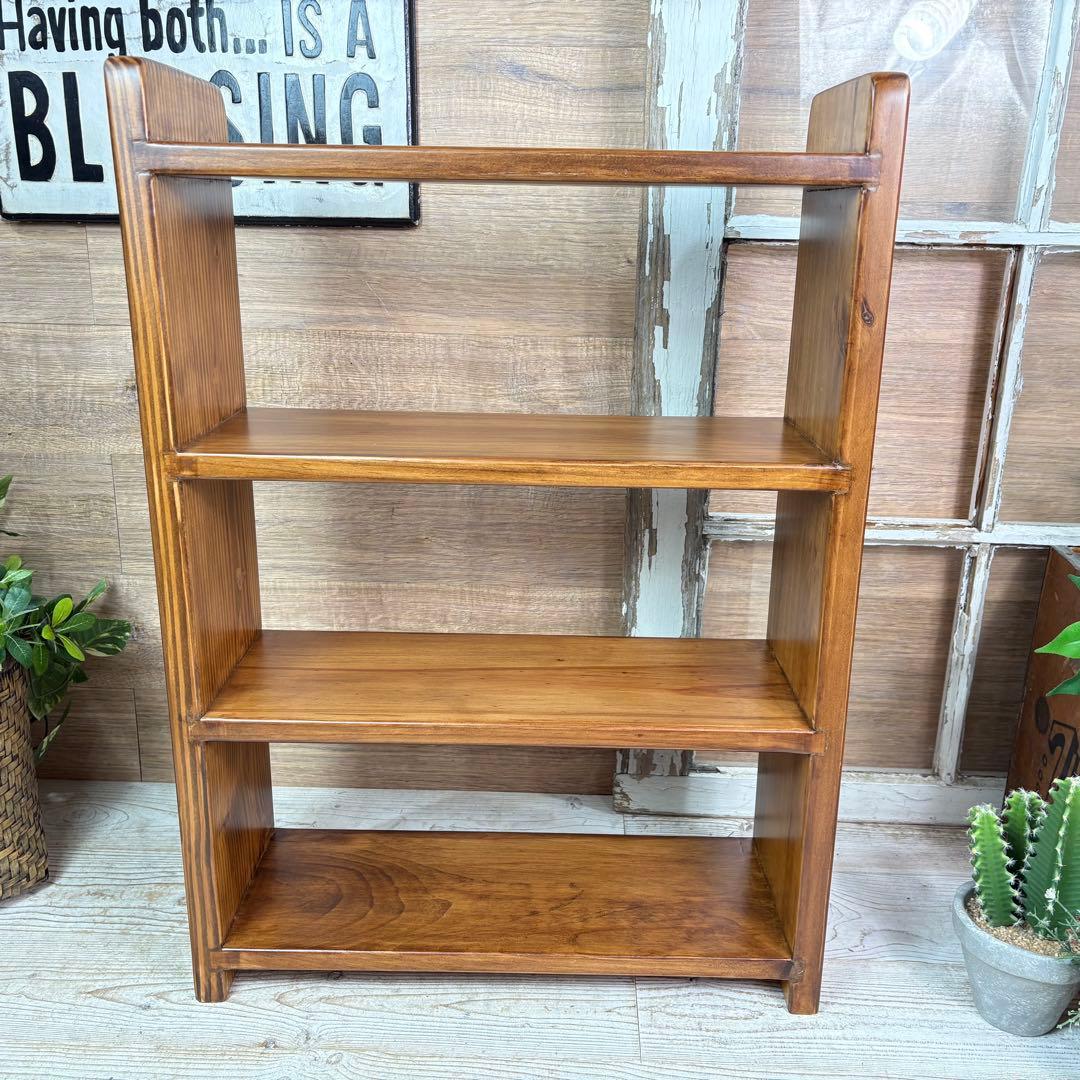 カントリー北欧パイン材四段ラックシェルフ（50㎝×70㎝）木製飾り棚調味料棚本棚
