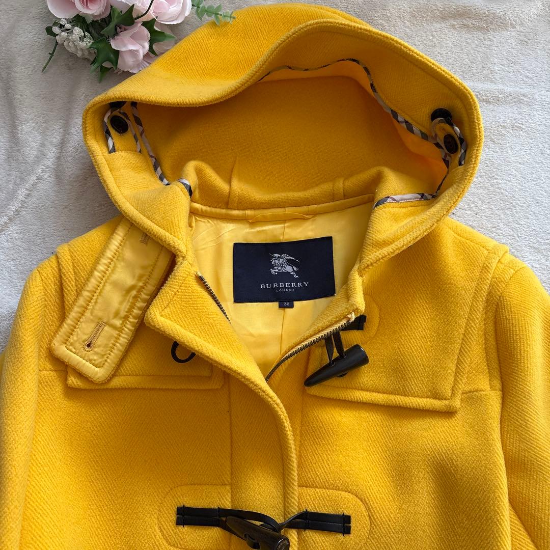 極美品 ✨バーバリー ダッフルコート 黄 38 トグルボタン　ノバチェック