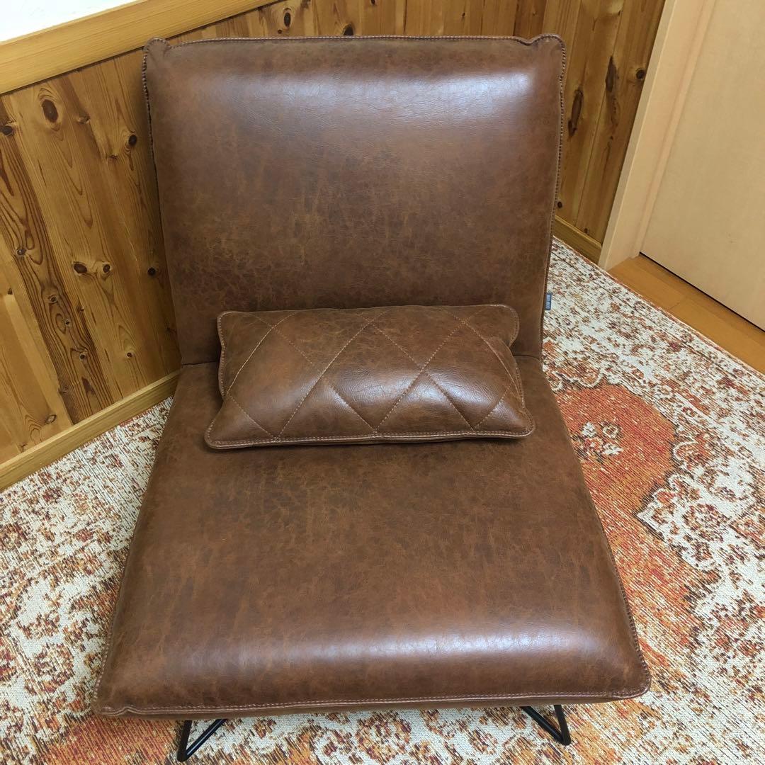 【極美品】ロッコ 1人掛けソファ スーパーレザーテックス アーモンドブラウン