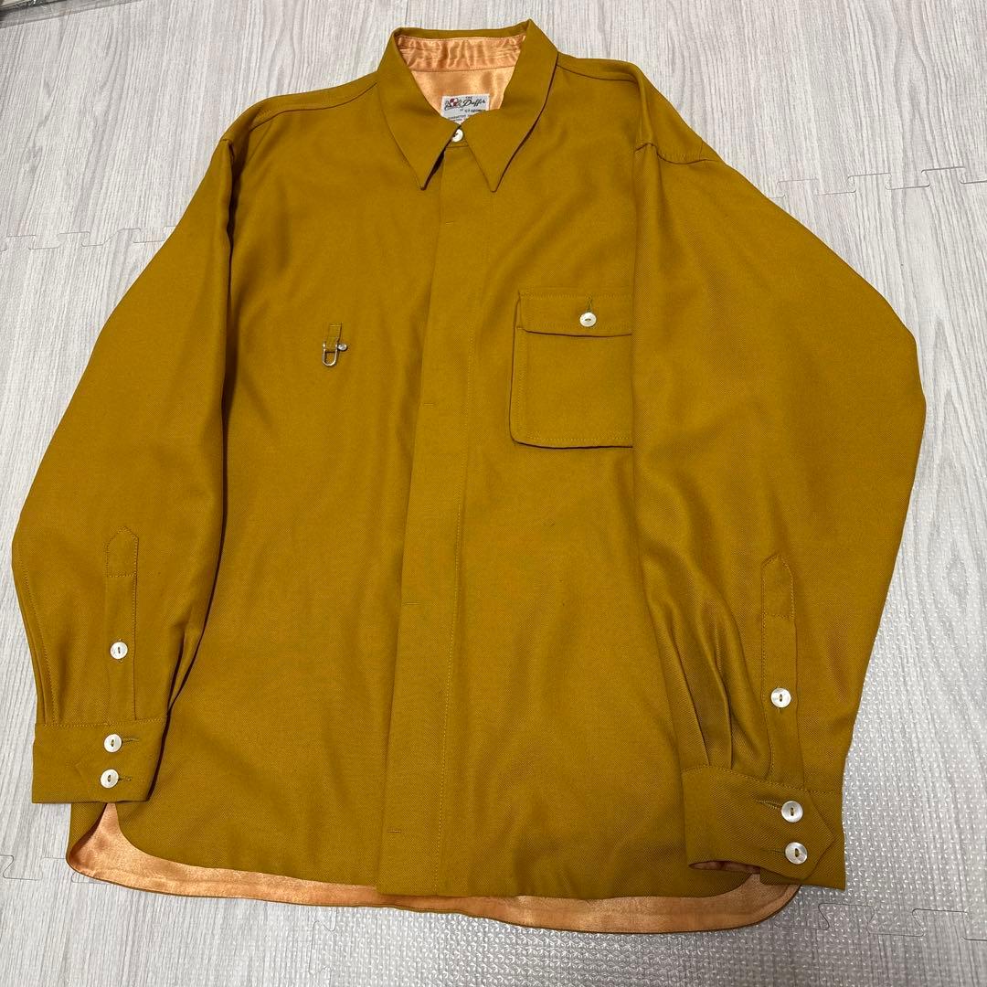 ヴィンテージ イングランド製 総サテン 比翼 オーバーサイズ シャツジャケット