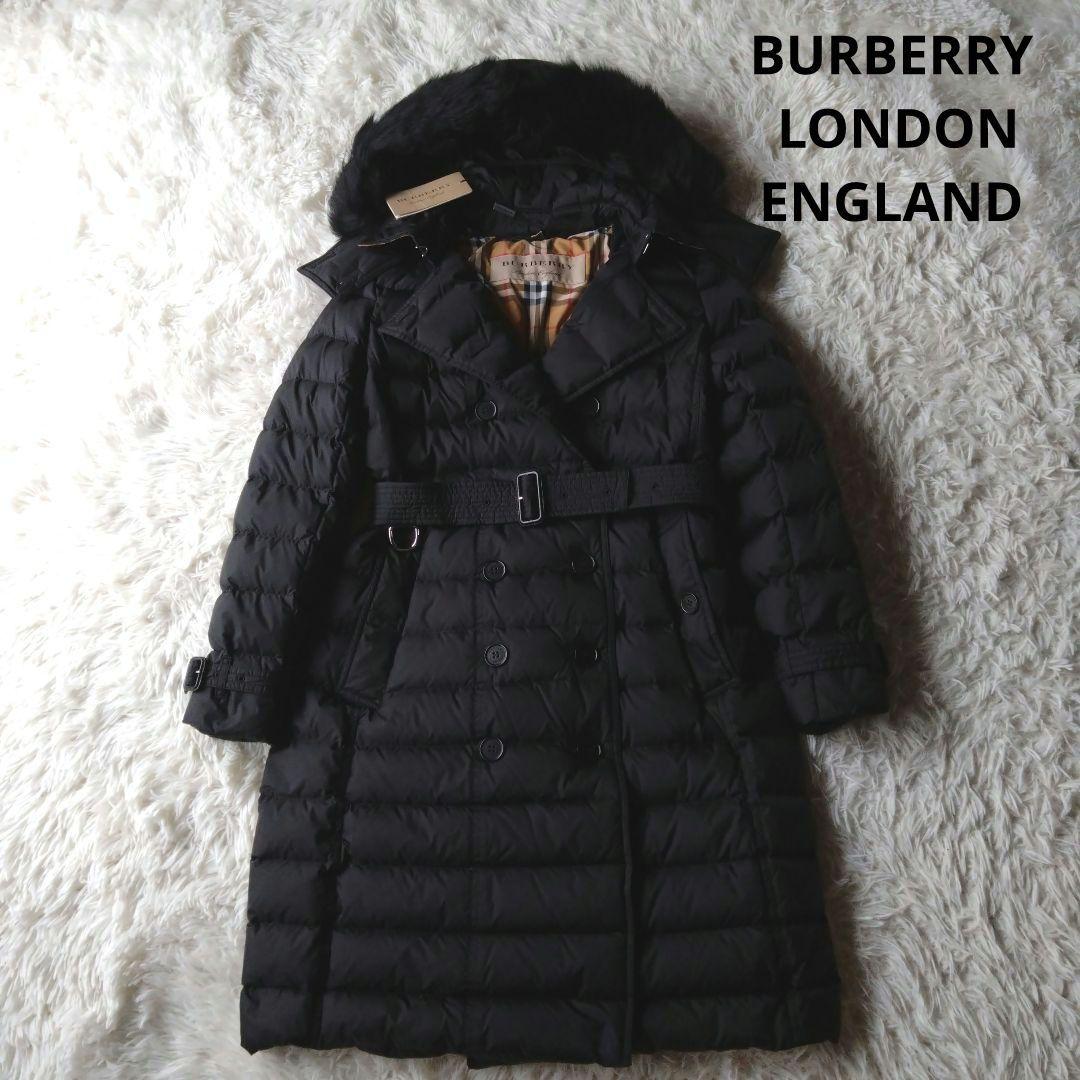 未使用タグ付✨バーバリー　ノバチェックフード　ダウンコート　リアルファー