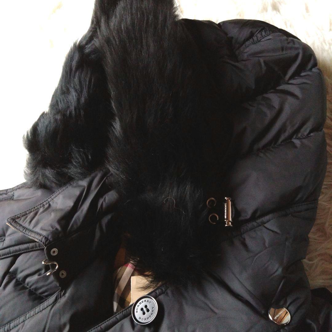 未使用タグ付✨バーバリー　ノバチェックフード　ダウンコート　リアルファー
