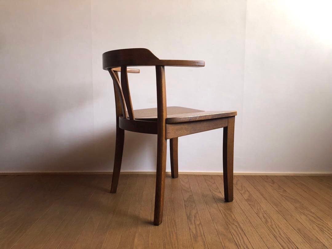 飛騨家具 浜本工芸 アームチェア④ 肘掛け 安楽椅子 楢無垢材 民藝 昭和レトロ
