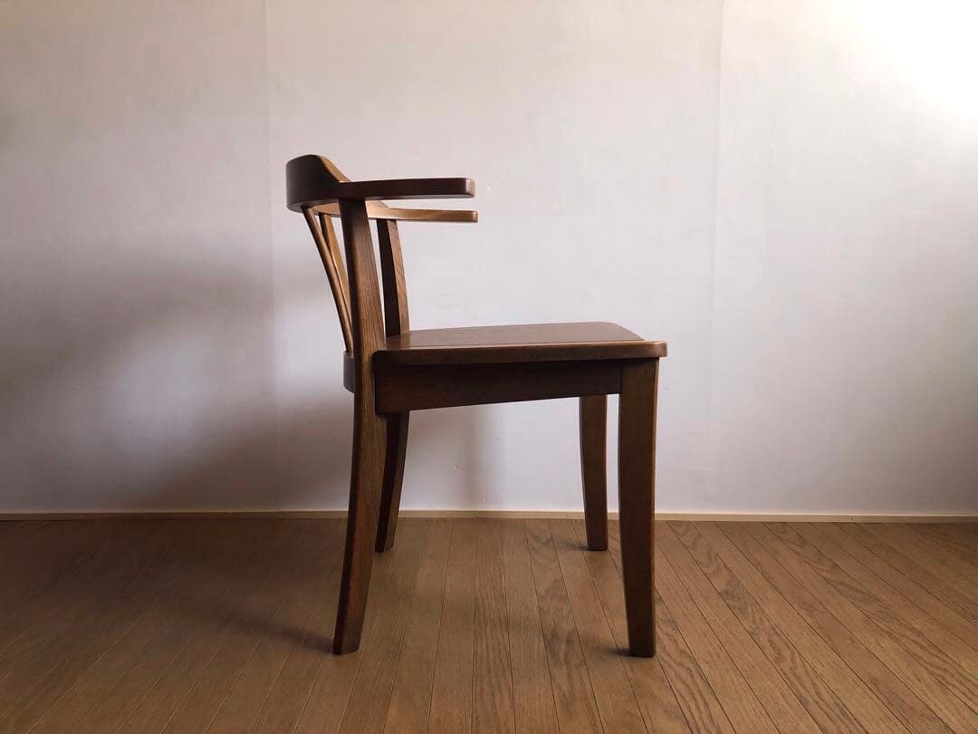 飛騨家具 浜本工芸 アームチェア④ 肘掛け 安楽椅子 楢無垢材 民藝 昭和レトロ