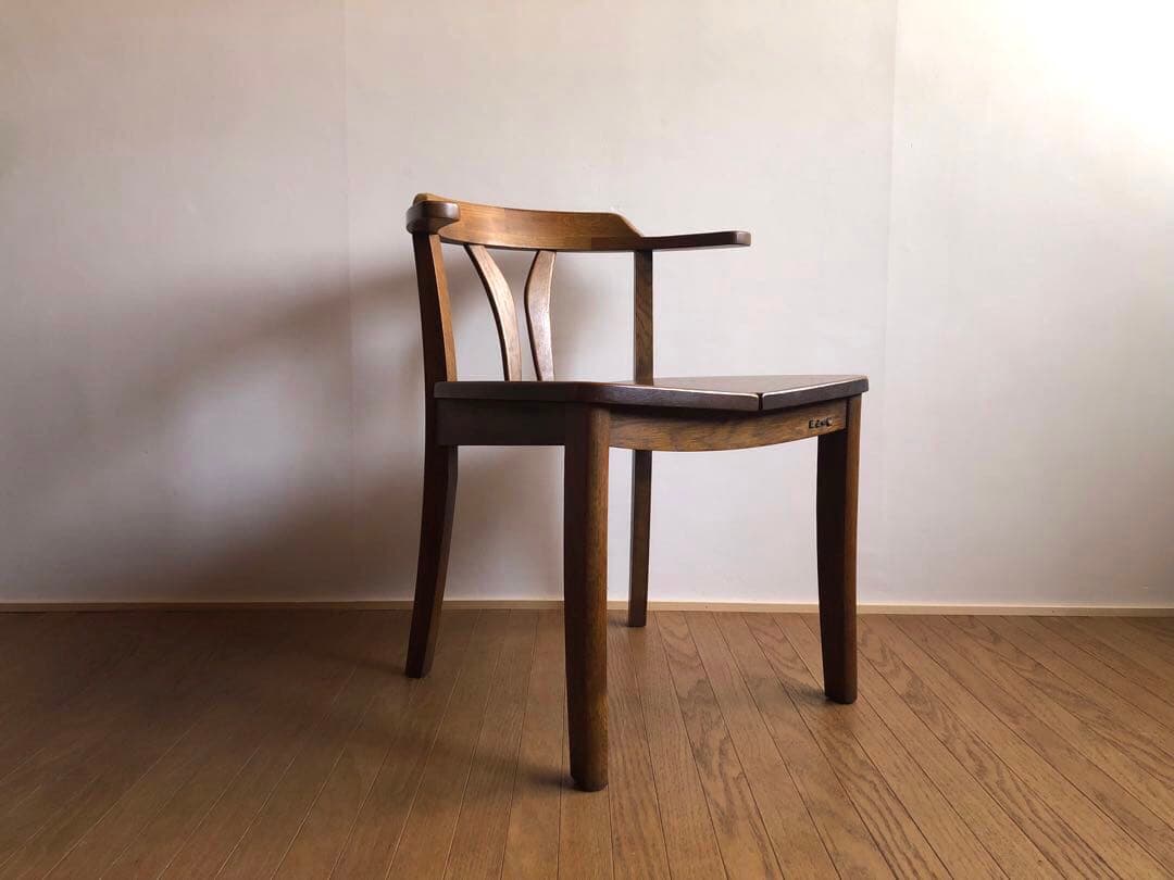 飛騨家具 浜本工芸 アームチェア④ 肘掛け 安楽椅子 楢無垢材 民藝 昭和レトロ