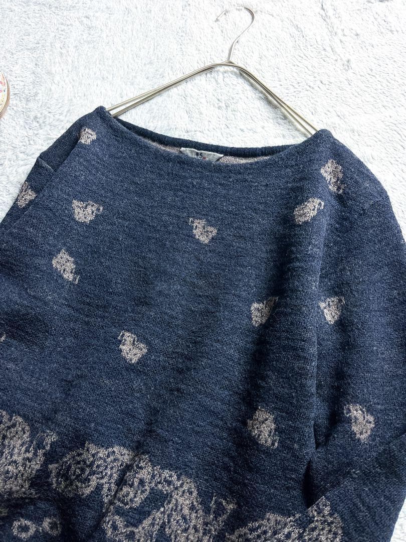 【45R】45rpm ウール100% インディゴ フロート縮絨ニットブラウス 2