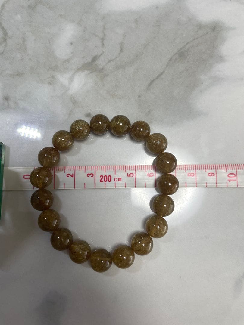 ゴールドルチル ハイグレード タイチンルチルクォーツ 数珠　ブレスレット
