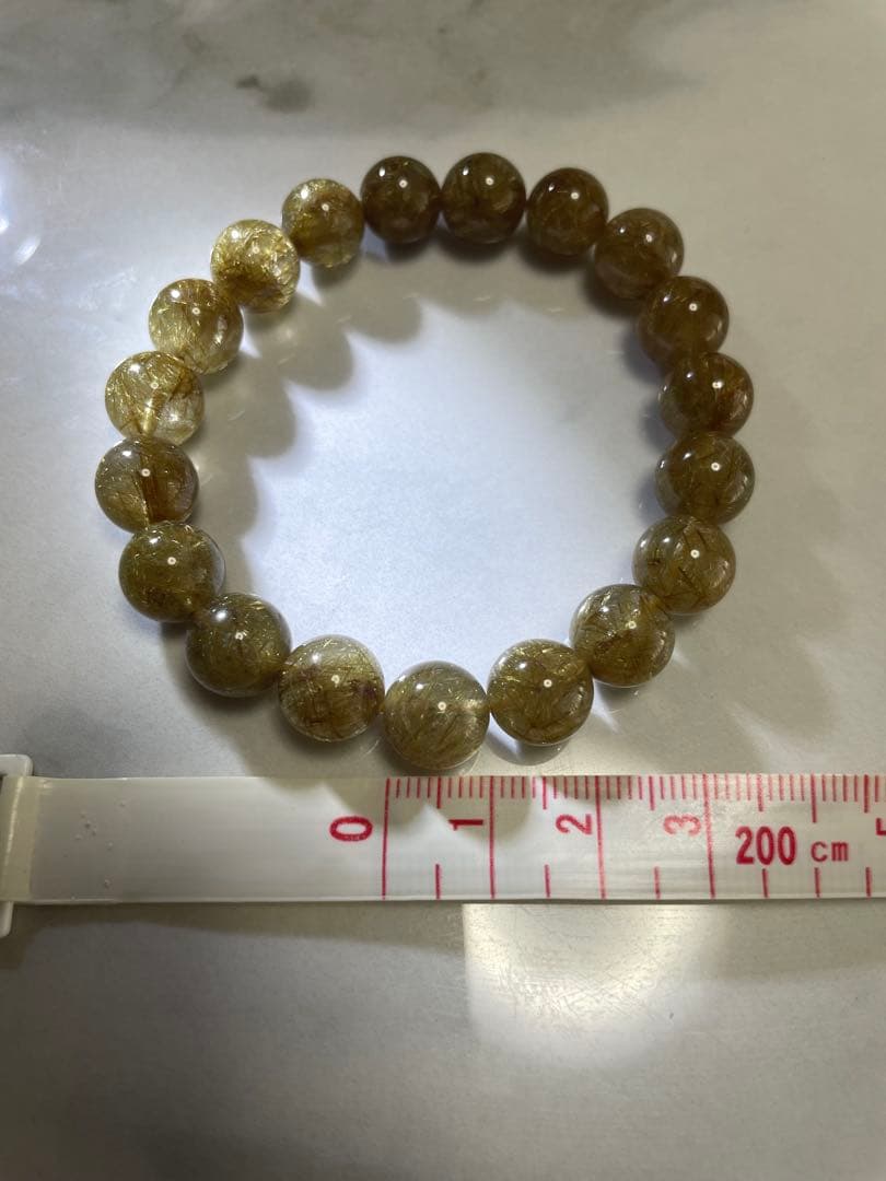 ゴールドルチル ハイグレード タイチンルチルクォーツ 数珠　ブレスレット