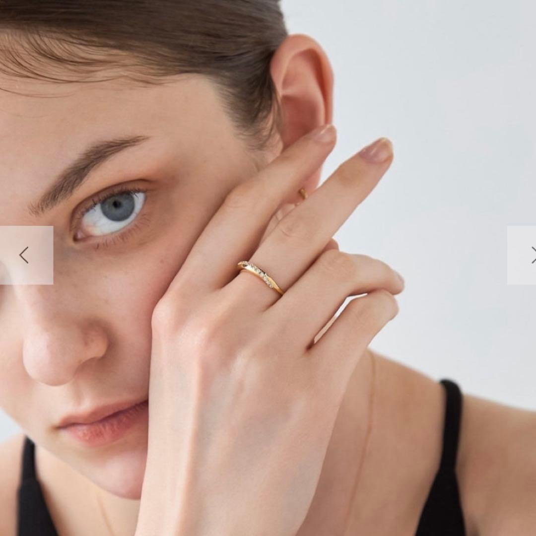 ete ビジュー クレセントムーン リング 13号 イエローゴールド