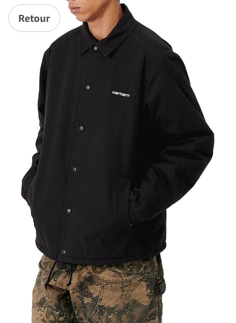 カーハート WIP 裏ボア コーチジャケット 黒 Mサイズ 刺繍ロゴ　値引歓迎