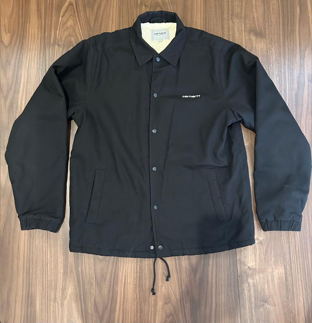 カーハート WIP 裏ボア コーチジャケット 黒 Mサイズ 刺繍ロゴ　値引歓迎