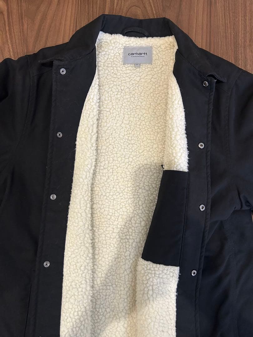 カーハート WIP 裏ボア コーチジャケット 黒 Mサイズ 刺繍ロゴ　値引歓迎