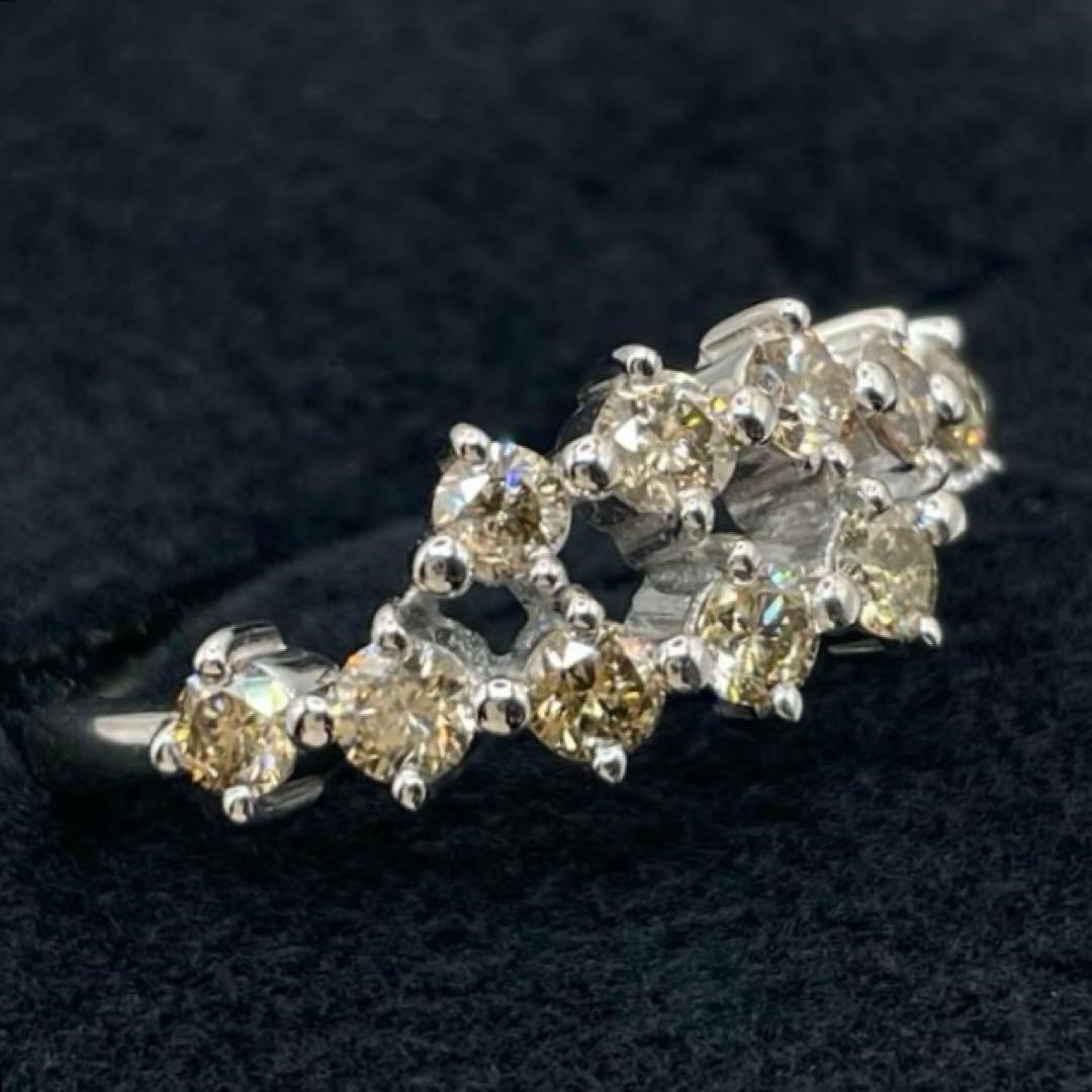 Luckyはっぴぃ pt900 ブラウン　ダイヤモンド　リング