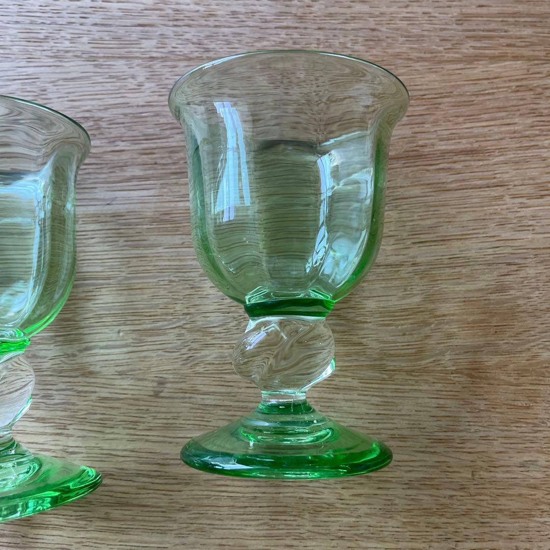 舩木倭帆　ワイングラス　サインなし　吹きガラス　民芸品　2つ