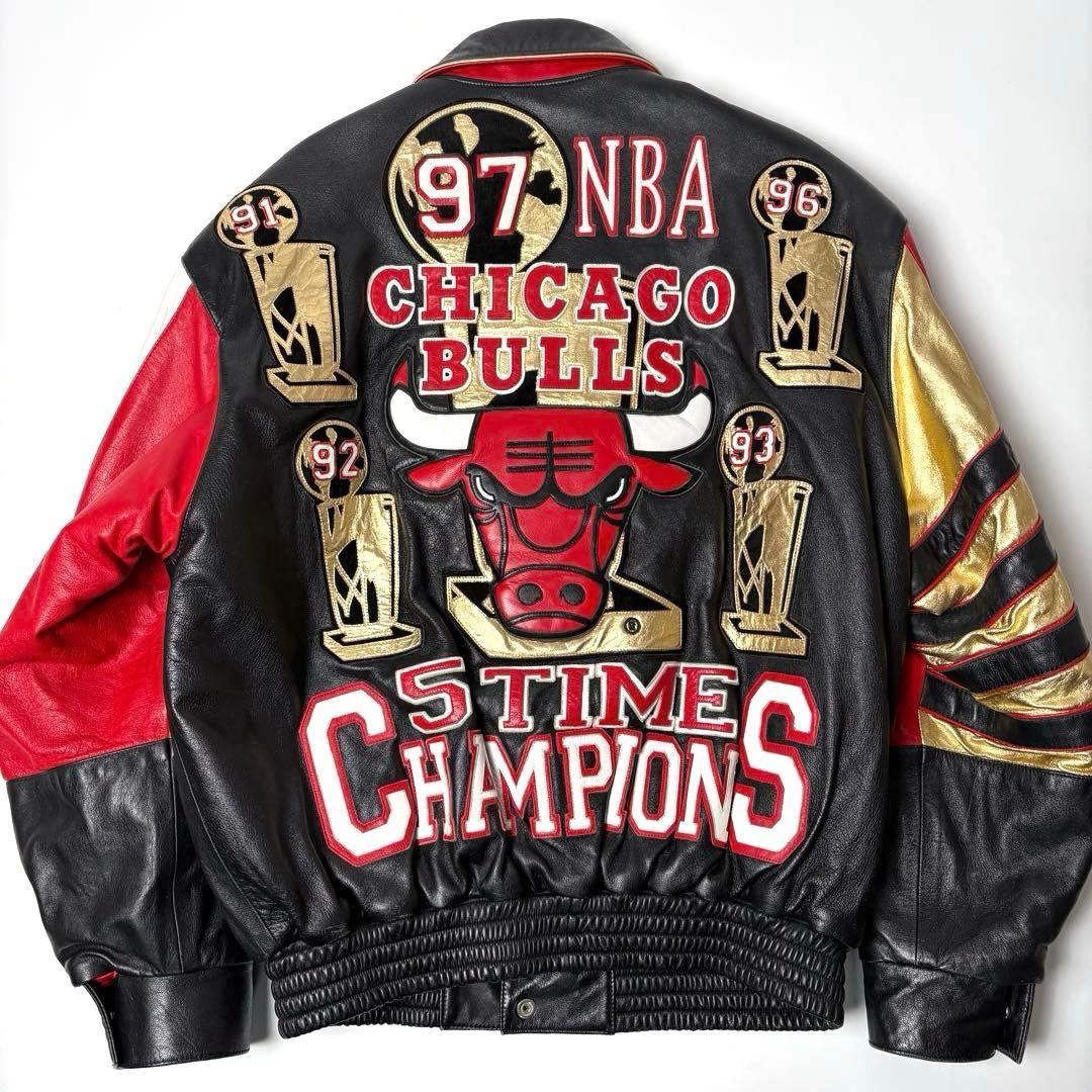 【米国製】JEFF HAMILTON BULLS レザージャケット L 羊革