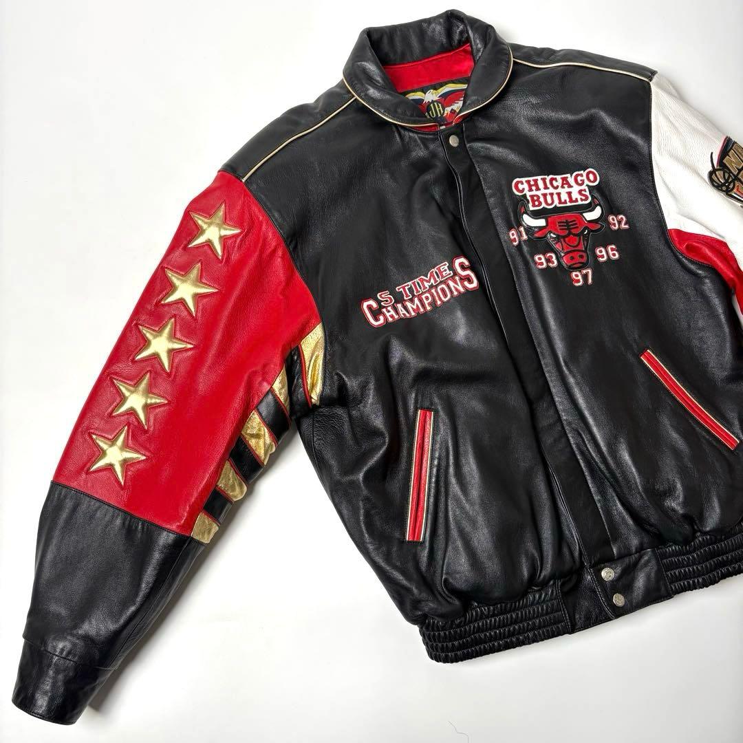 【米国製】JEFF HAMILTON BULLS レザージャケット L 羊革