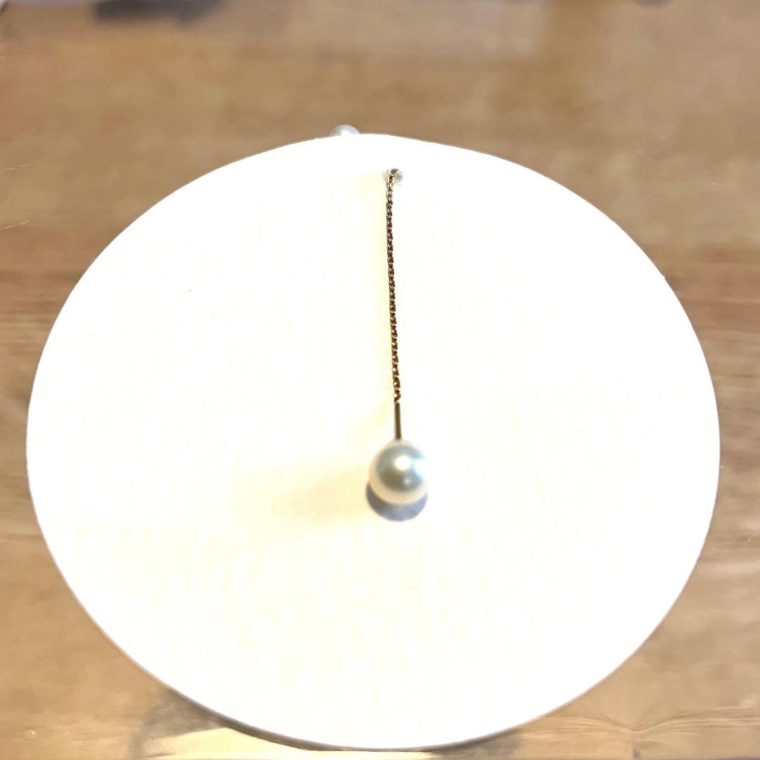 淡水パール ロングチェーン ピアス(片耳用) k18 2way