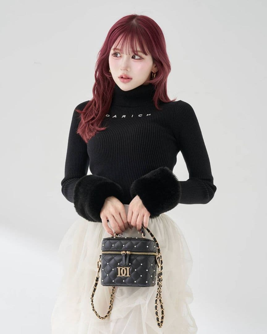 ダーリッチ スムースファーリブニットトップス 新品未使用 タグ付き ブラック