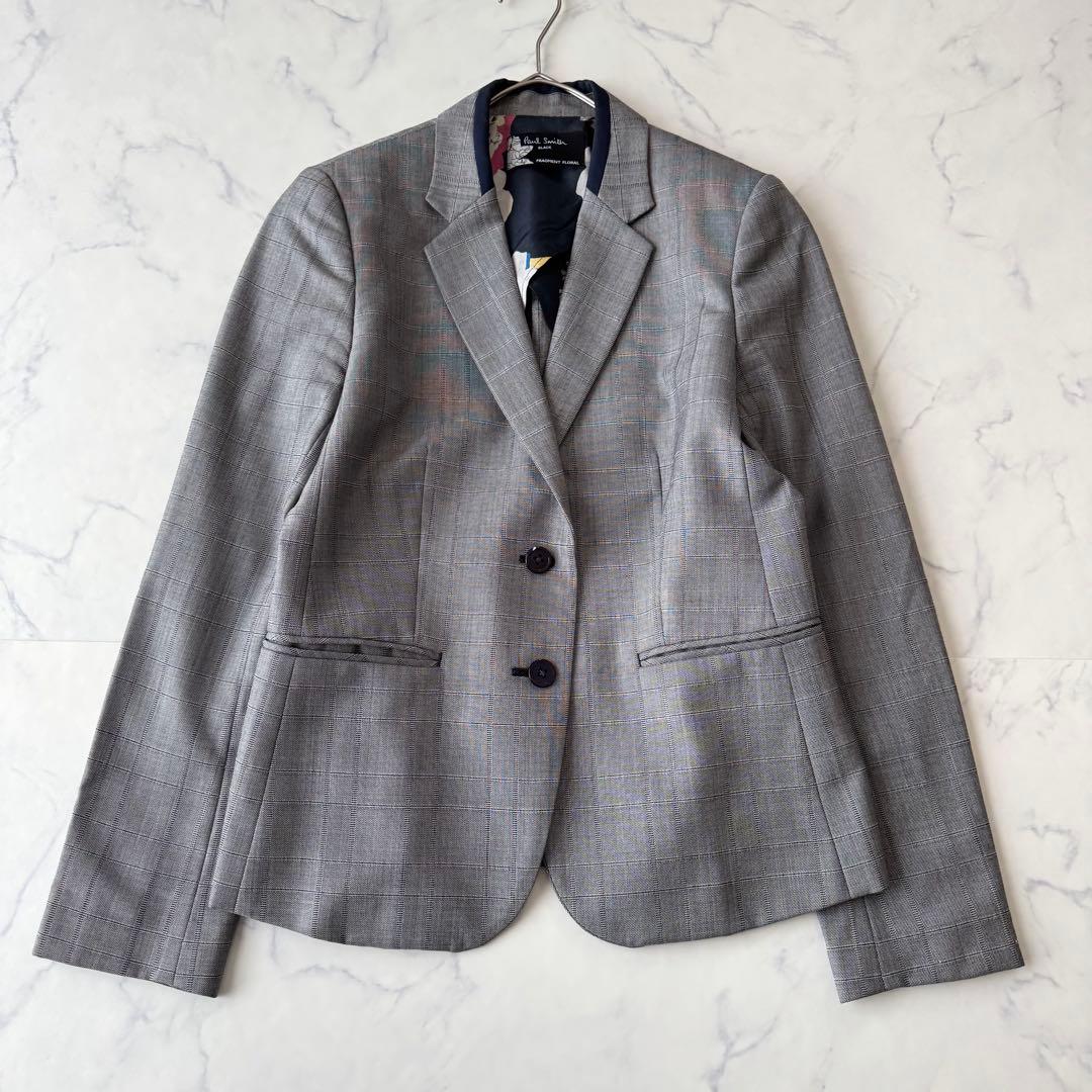 ポールスミス ウール シルク セットアップ パンツスーツ チェック 裏地花柄 L