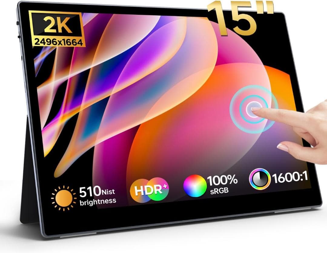 ✨15インチ✨モバイルモニター 2496*1664 3:2画面比 タッチパネル