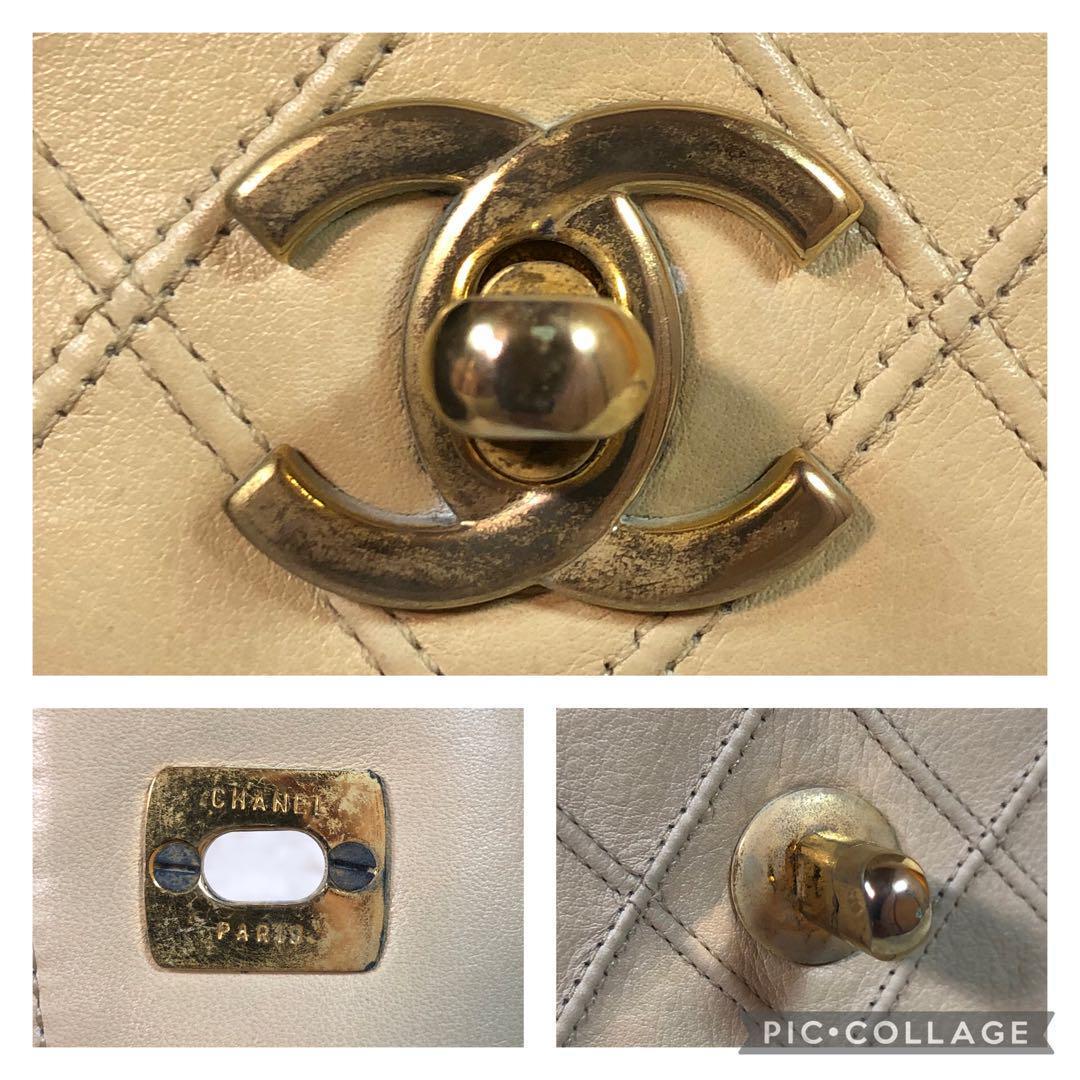 シャネル ウエストポーチ ビコローレ ラムスキン ターンロック ベージュ