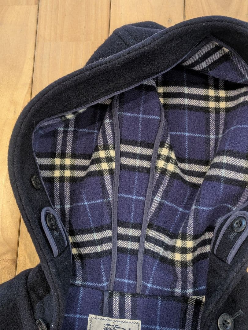 Burberry バーバリーズ　ダッフルコート　フード　ノバチェック　紺