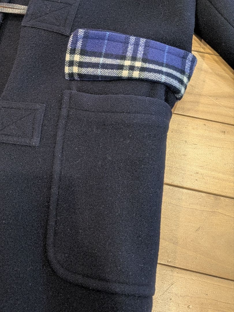 Burberry バーバリーズ　ダッフルコート　フード　ノバチェック　紺