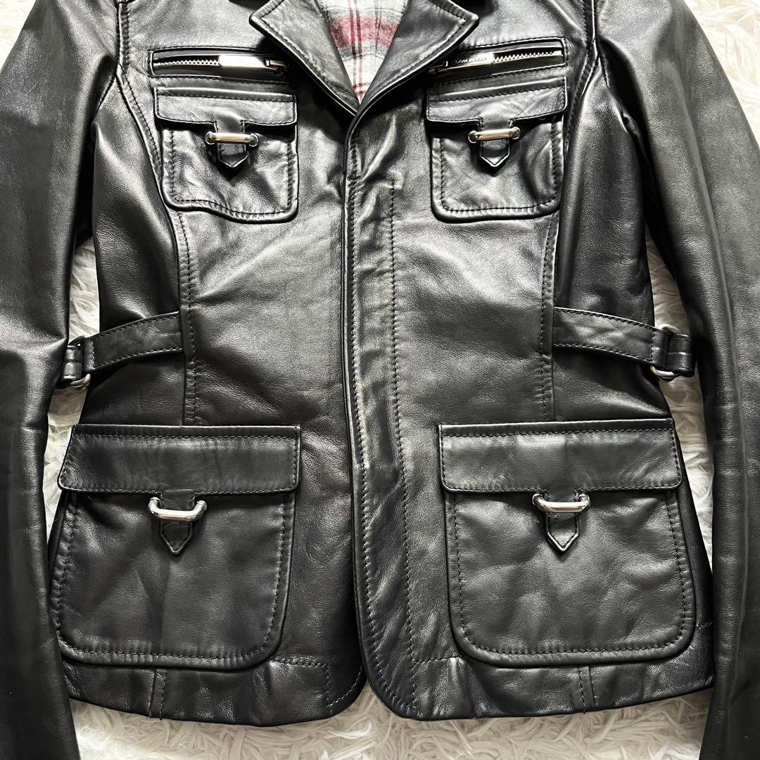 極美品■ディースクエアード　馬革　ホースハイド　レザージャケット　黒　40