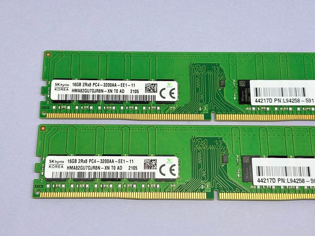 SKHYNIX DDR4 3200 ECC Unbuffered 16GBx2枚