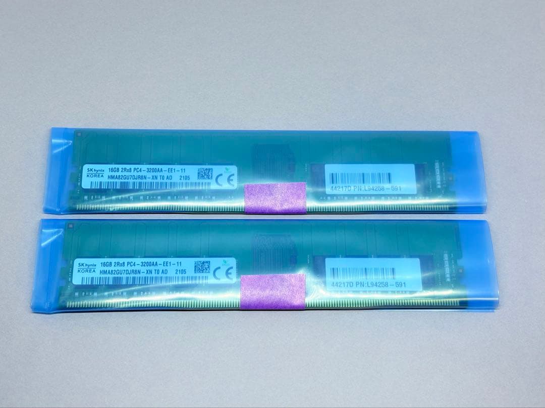 SKHYNIX DDR4 3200 ECC Unbuffered 16GBx2枚