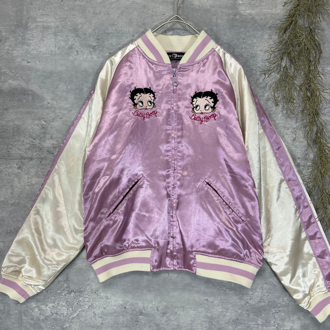 美品 希少【ベティーブープ】ベティちゃん 刺繍 スカジャン バイク ピンク M