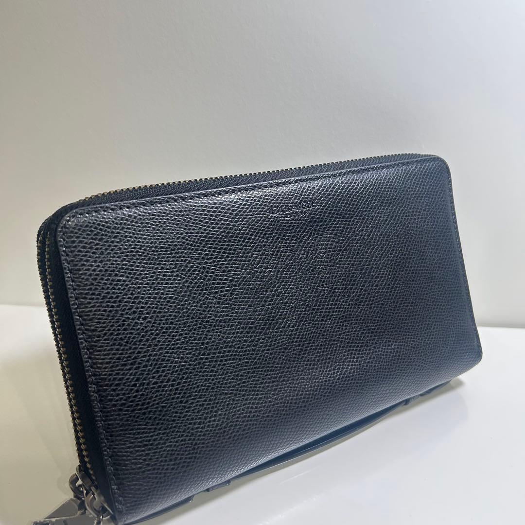 ✨美品✨ コーチ メンズ レザー ブラック ダブルジップ トラベルオーガナイザー