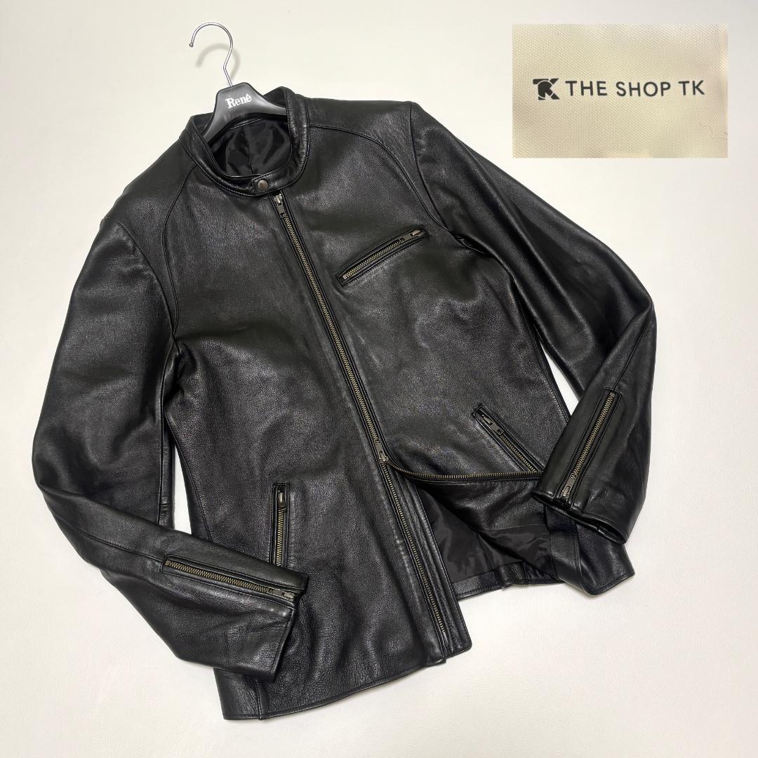 THE SHOP TK シングルライダースジャケット ラムレザー XL ブラック