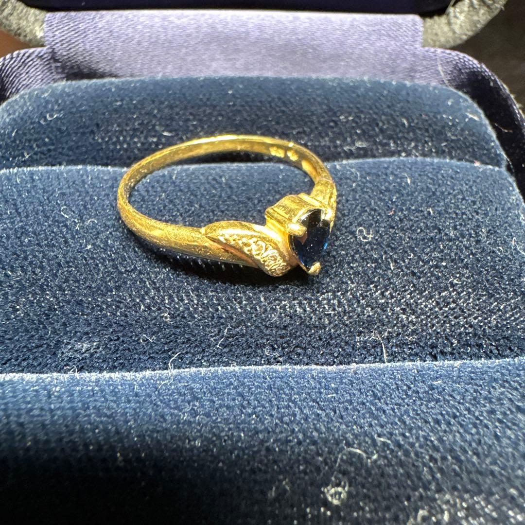 18金リング　ダイヤ(0.05ct) サファイア(0.47ct)2.2g 22号