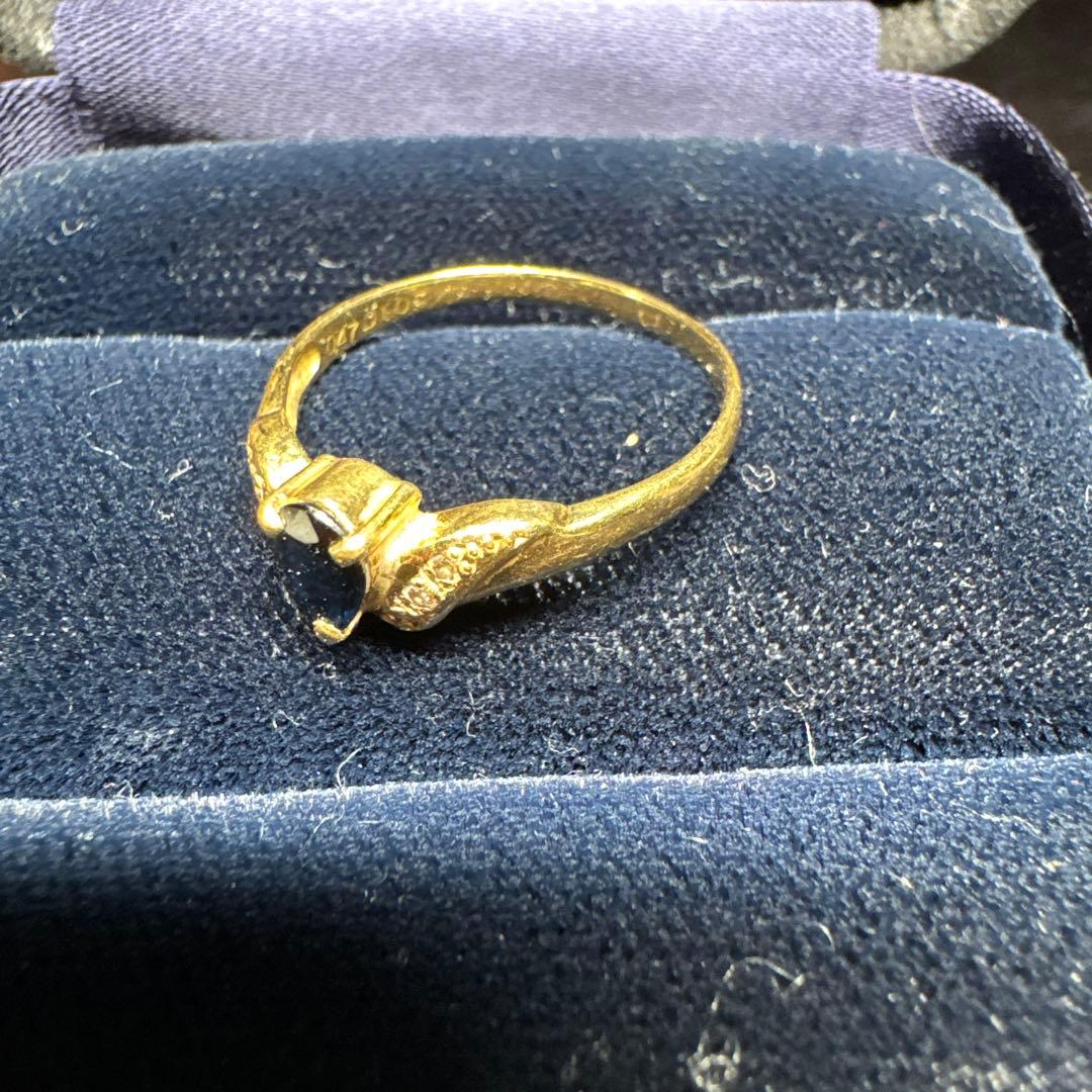 18金リング　ダイヤ(0.05ct) サファイア(0.47ct)2.2g 22号