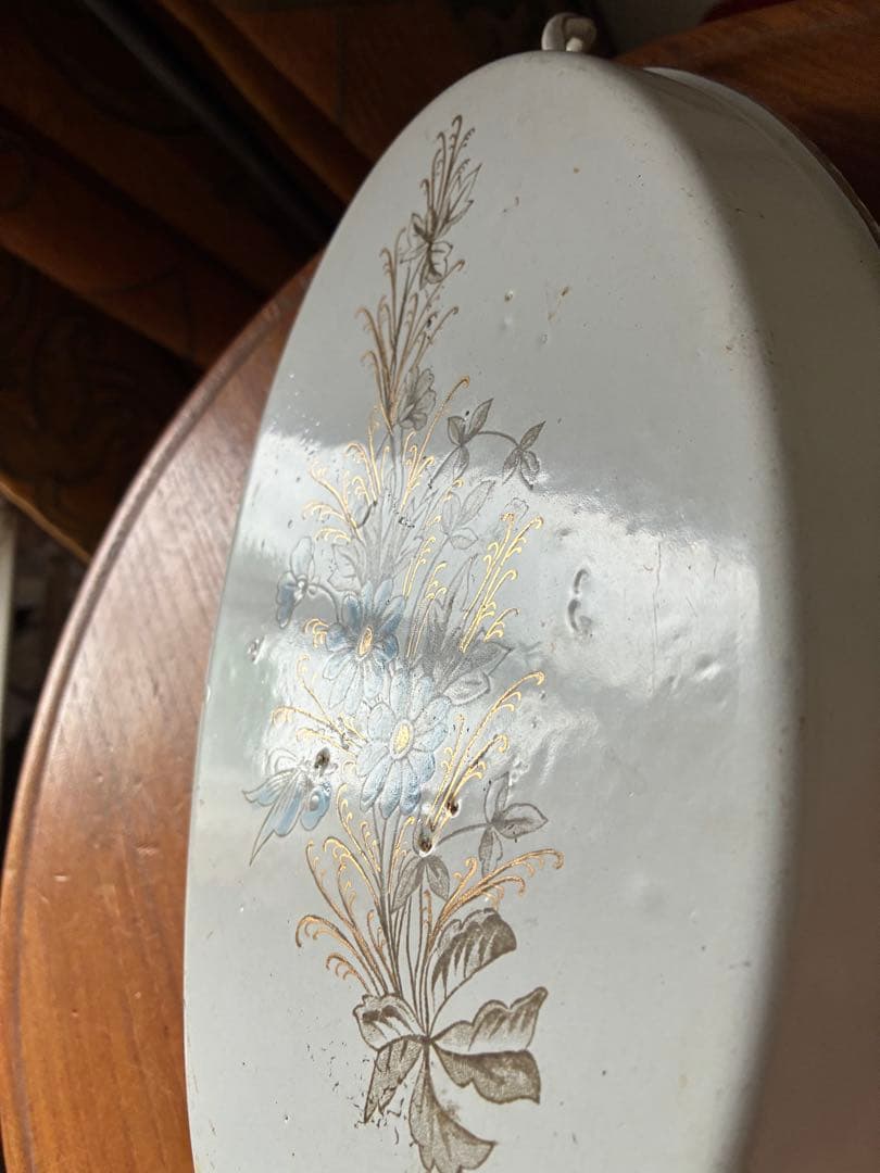 マンズアンティーク　ホーロー プレート　オーバル　お皿　トレイ手書き　レア