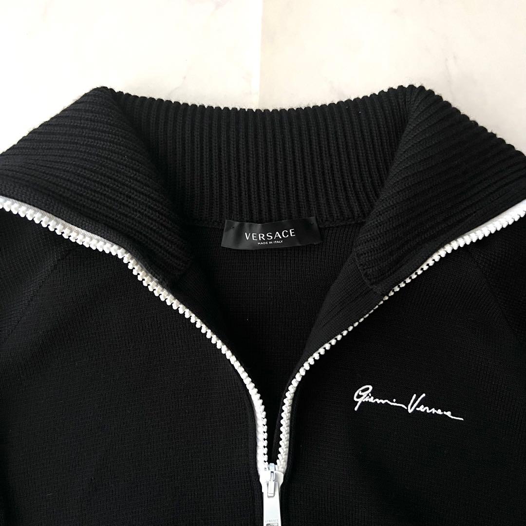 現行品 ヴェルサーチ ニットジャケット パーカー ブラック 黒 44 S〜M相当