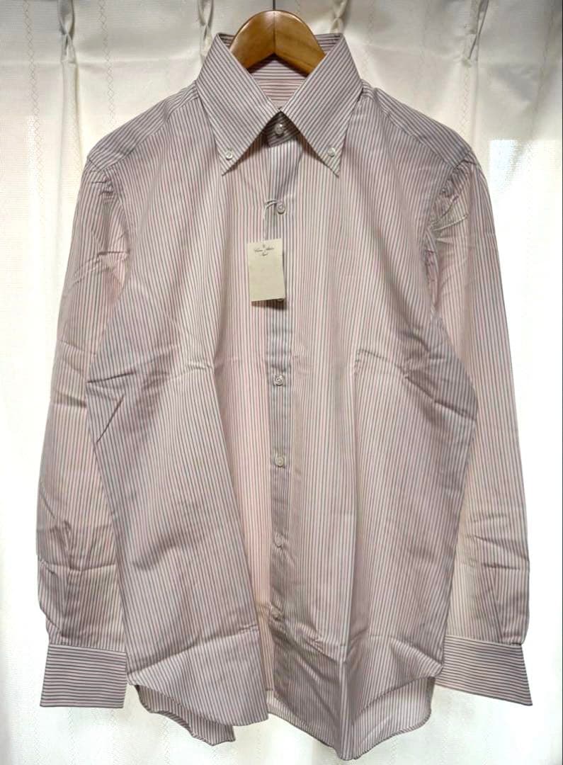 【新品】Cesare Attolini／B.Dストライプ／ブラウン／ピンク