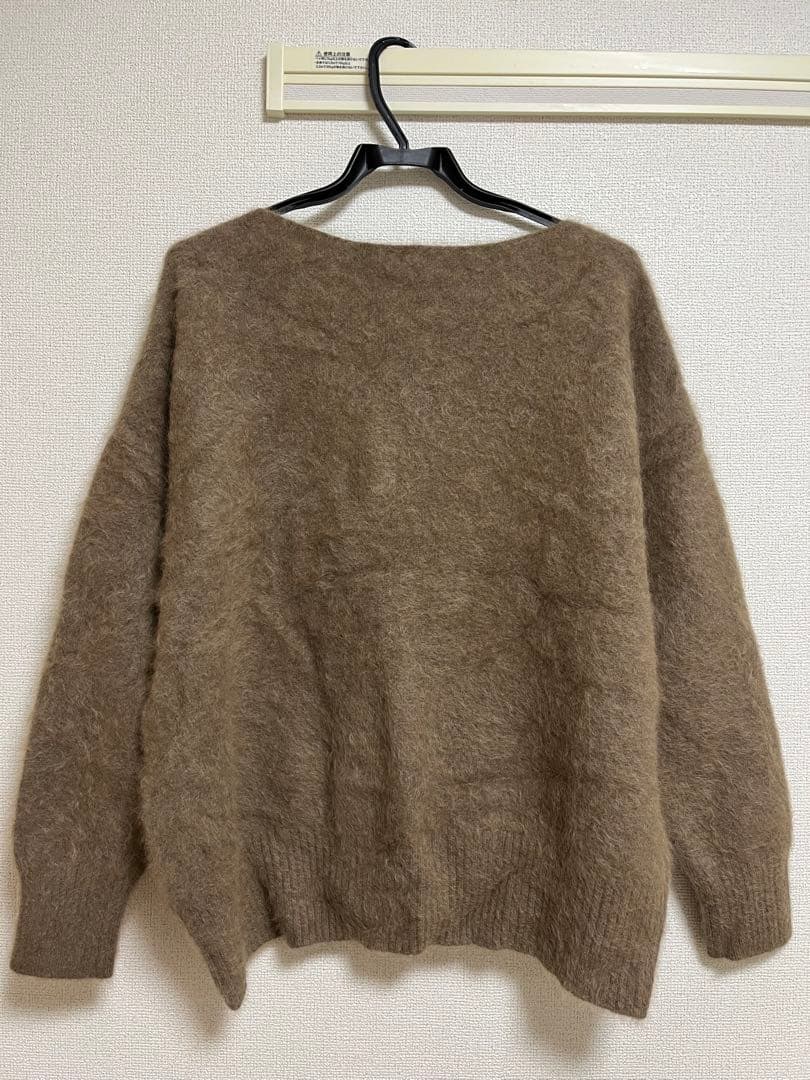anuans ラクーンボートネックニットプルオーバー （BROWN）