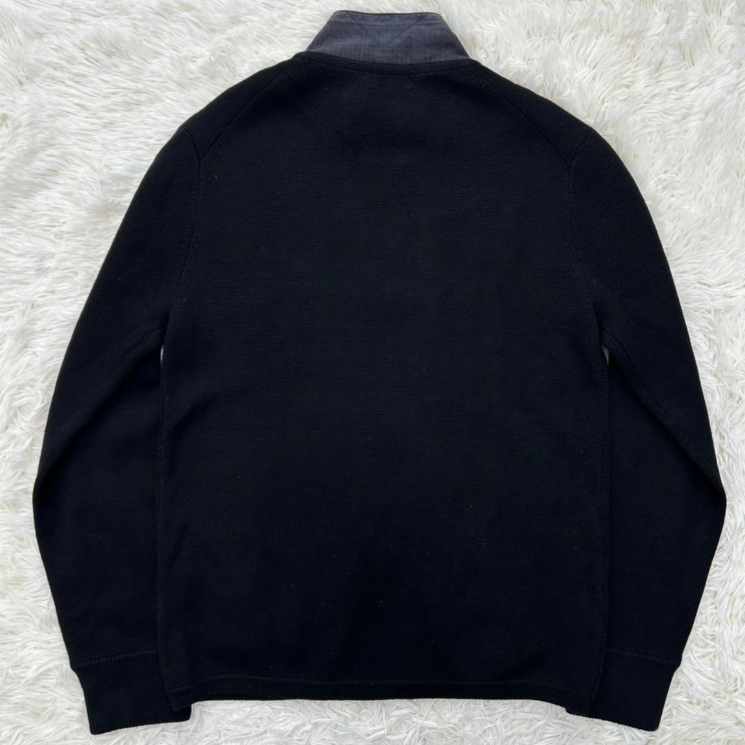 【極美品/L】バーバリー ブラックレーベル ニットブルゾン ウール スエード 黒
