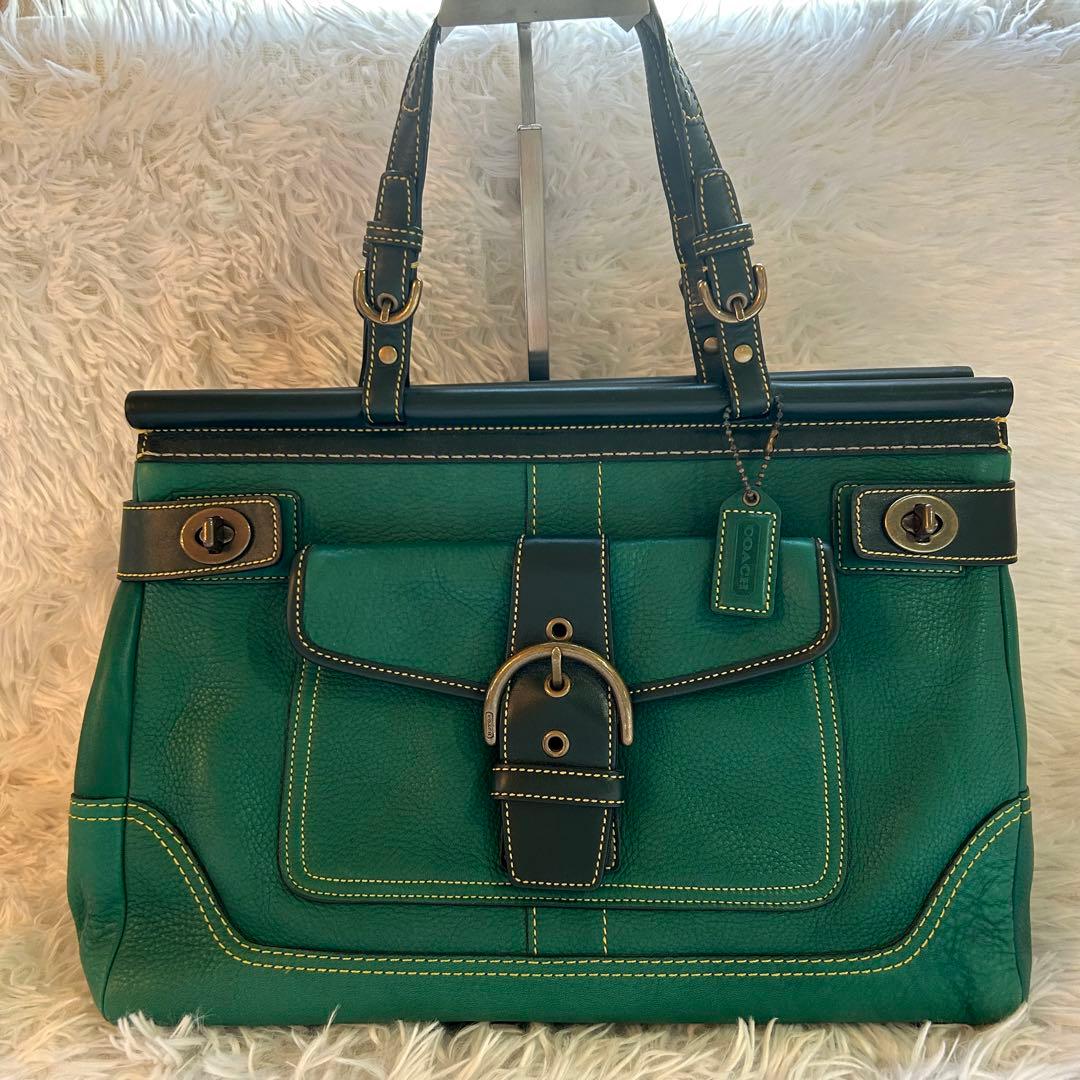 バッグ COACH soho Leather Turn Lock Boston Bag