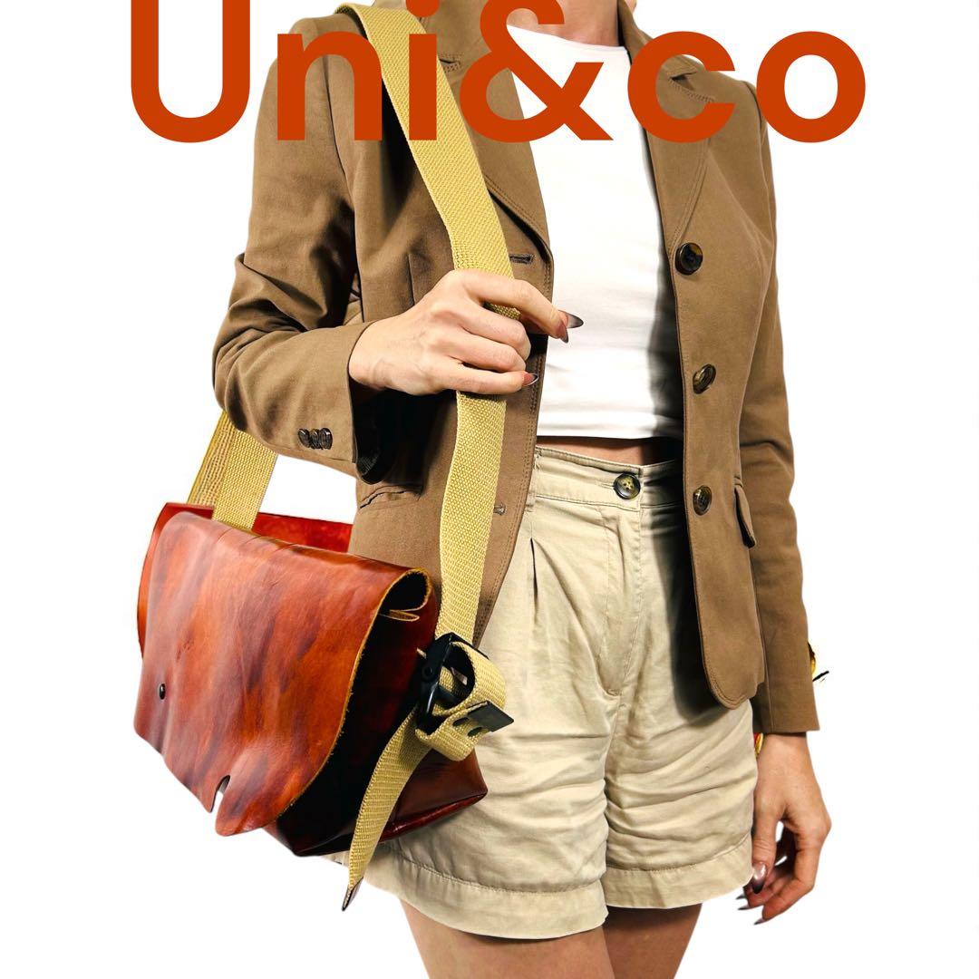 Uni&co. ユニアンドコー　ブラウンレザー メッセンジャーバッグ